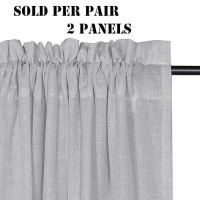 Hversailtex Dove Linen Curtains 63 Inch Length For Bedroom 2 Panels Rod Pocket Semi Sheer Energy Efficient Light Gray Curtains