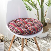 Vctops Bohemian Soft Round Chair Pad Garden Patio Home Kitchen Office Seat Cushion Red Diameter 16