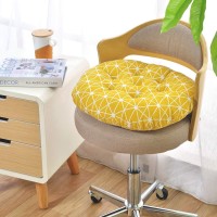 Vctops Bohemian Soft Round Chair Pad Garden Patio Home Kitchen Office Seat Cushion Grid Yellow Diameter 20