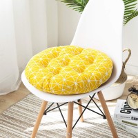 Vctops Bohemian Soft Round Chair Pad Garden Patio Home Kitchen Office Seat Cushion Grid Yellow Diameter 20