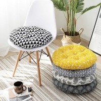 Vctops Bohemian Soft Round Chair Pad Garden Patio Home Kitchen Office Seat Cushion Grid Yellow Diameter 20