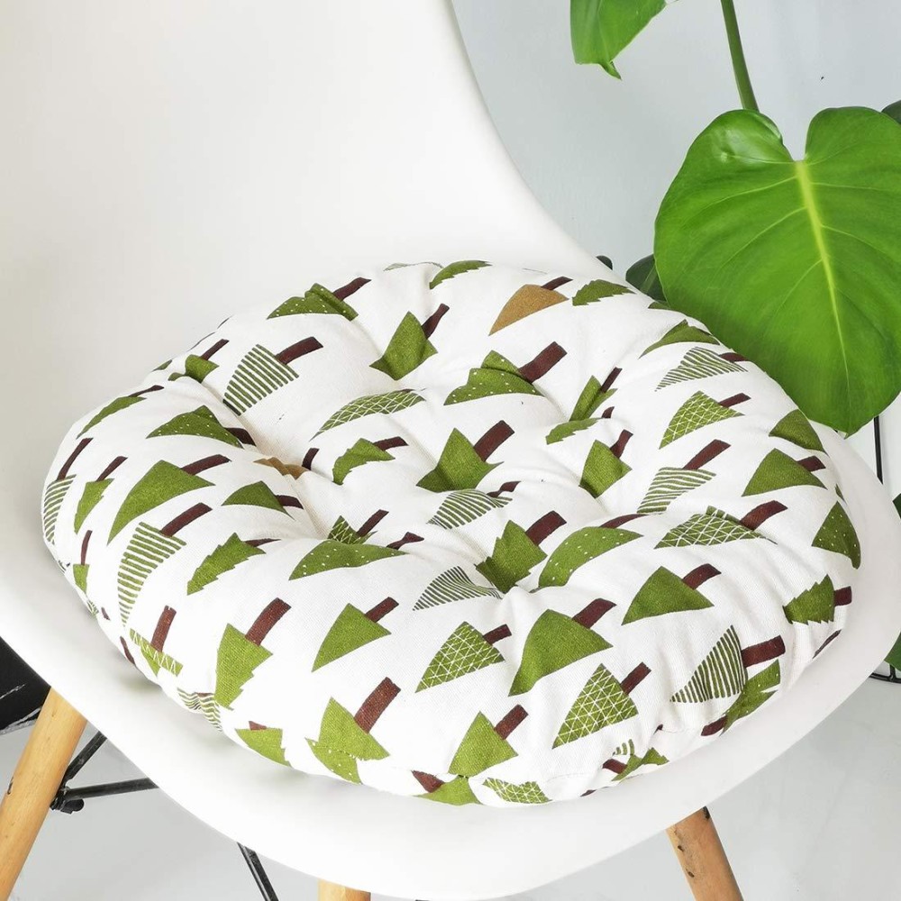 Vctops Bohemian Soft Round Chair Pad Garden Patio Home Kitchen Office Seat Cushion Tree White Diameter 20