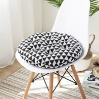 Vctops Bohemian Soft Round Chair Pad Garden Patio Home Kitchen Office Seat Cushion Black White Diameter 18