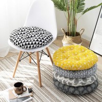 Vctops Bohemian Soft Round Chair Pad Garden Patio Home Kitchen Office Seat Cushion Grid Yellow Diameter 16