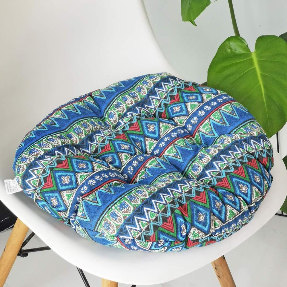 Vctops Bohemian Soft Round Chair Pad Garden Patio Home Kitchen Office Seat Cushion Blue Diameter 20