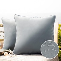 Phantoscope Pack Of 2 Outdoor Waterproof Solid Throw Decorative Pillow Cover Decorative Square Outdoor Pillows Cushion Case Pati