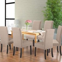 Northern Brothers Dining Chair Covers Seat Parson Chair Slipcover For Dining Room Set Of 4  Khaki