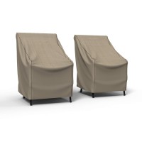 Budge P1A02Pm1-2Pk English Garden Patio Chair Cover, Heavy Duty And Waterproof, Extra Small, Tan Tweed