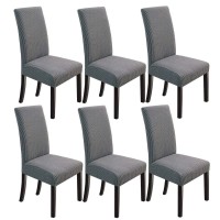 Northern Brothers Chair Covers For Dining Room 6 Pack Slipcovers Dining Chair Covers Parsons Chair Slipcover Fit Stretch Chair Covers For Dining Room, Light Grey