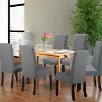 Northern Brothers Chair Covers For Dining Room 6 Pack Slipcovers Dining Chair Covers Parsons Chair Slipcover Fit Stretch Chair Covers For Dining Room, Light Grey