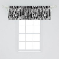 Ambesonne Black And White Window Valance  Barcode Pattern Abstraction Vertical Stripes In Grayscale Colors  Rod Pocket Curtain Valances For Kitchen Bedroom  54