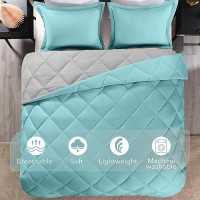 Downluxe Twin Comforter Set Turquoise And Grey Twin Comforter Soft Bedding Sets For All Seasons 2 Pieces 1 Comforter 66