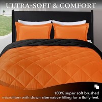 Downluxe Twin Comforter Set Orange And Black Twin Comforter Soft Bedding Sets For All Seasons 2 Pieces 1 Comforter 66X9