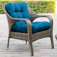 Qilloway Outdoor Seat/Back Chair Cushion Tufted Pillow, Spring/Summer Seasonal Replacement All Weather Cushions. (Peacock Blue)