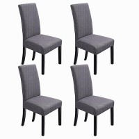 Northern Brothers Dining Room Chair Covers Stretch Chair Covers  Removable Washable Parsons Kitchen Chair Covers Set Of 4  Dark Grey