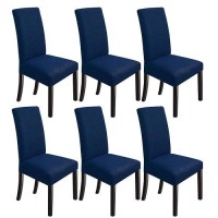 Northern Brothers Dining Room Chair Covers 6 Pack Chair Covers Stretch Parsons Chair Covers Universal Spandex Dining Chair Slipcovers Seat Covers For Dining Chairs (Navy Blue)