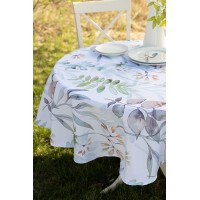 Benson Mills Spillproof Spring/Summer Heavyweight Fabric Indoor Outdoor Tablecloth, Outdoor Table Cloth For Round Tables, Picnic/Patio Table Covers (70
