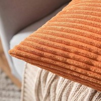 Miulee Pack Of Fall 2 Orange Pillow Covers 26X26 Inch Soft Striped Corduroy Throw Pillow Covers Set Decorative Square Cushion Ca