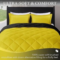 Downluxe Twin Comforter Set Lemon And Black Twin Comforter Soft Bedding Sets For All Seasons 2 Pieces 1 Comforter 66X92