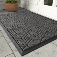 Yimobra Gray Front Door Mat Indoor Outdoor Doormat Entryway Mats For Shoe Scraper Heavy Duty Non Slip Dirt Trapping Mats Easy