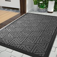 Yimobra Gray Front Door Mat Indoor Outdoor Doormat Entryway Mats For Shoe Scraper Heavy Duty Non Slip Dirt Trapping Mats Easy