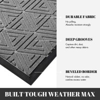 Yimobra Gray Front Door Mat Indoor Outdoor Doormat Entryway Mats For Shoe Scraper Heavy Duty Non Slip Dirt Trapping Mats Easy