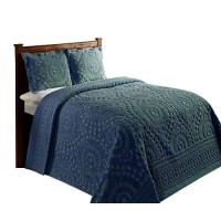 Better Trends 100 cotton chenille Bedspreads King Size Rio collection Floral Design Bed cover in Teal Tufted cotton Bedsprea