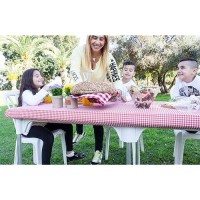 Toptablecloth Vinyl Tablecloth Plastic With Flannel Backing 2Pk 6 Foot 72 X 30 Inch Red And White Checkered Table Cloth Elastic