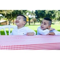 Toptablecloth Vinyl Tablecloth Plastic With Flannel Backing 2Pk 6 Foot 72 X 30 Inch Red And White Checkered Table Cloth Elastic