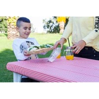 Toptablecloth Vinyl Tablecloth Plastic With Flannel Backing 2Pk 6 Foot 72 X 30 Inch Red And White Checkered Table Cloth Elastic