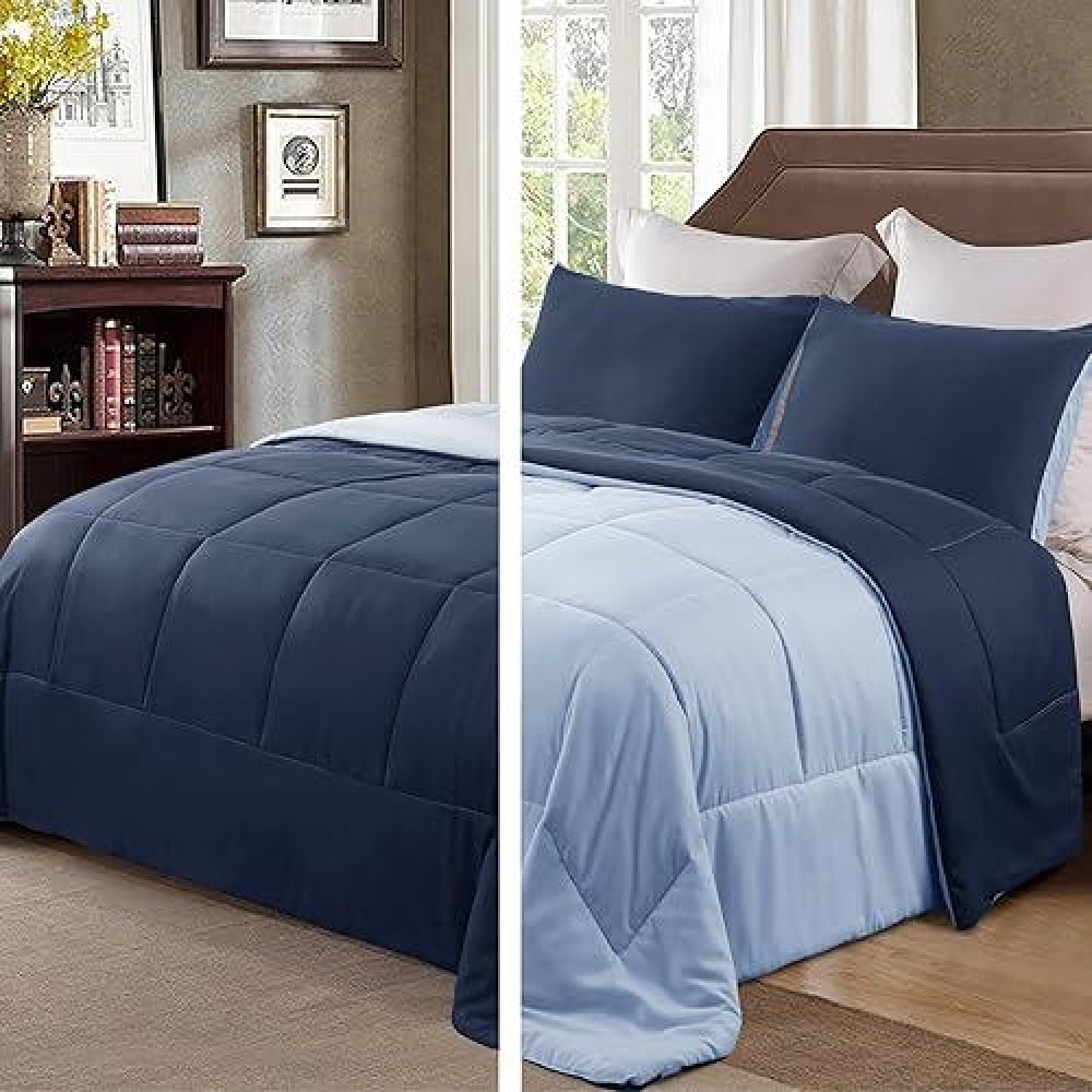 Exclusivo Mezcla Lightweight Reversible 2Piece Comforter Set All Seasons Down Alternative Comforter With 1 Pillow Sham Twin S