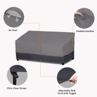 Easy-Going Waterproof Outdoor Couch Cover, Heavy Duty Deep 3-Seater Patio Sofa Cover, Windproof Outdoor Furniture Cover With Air Vent (88Wx40Dx33H Inch,Gray/Dark Gray)