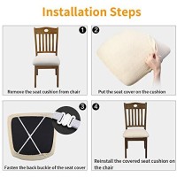 Yisun Stretch Dining Chair Seat Covers, Removable Washable Anti-Dust Dining Chair Seat Protector Cushion Slipcovers For Dining Room, Kitchen, Office (Set Of 4, Beige)