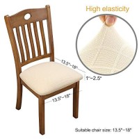 Yisun Stretch Dining Chair Seat Covers, Removable Washable Anti-Dust Dining Chair Seat Protector Cushion Slipcovers For Dining Room, Kitchen, Office (Set Of 4, Beige)