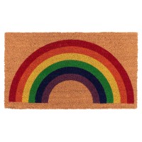 Kaf Home New Coir Doormat Heavyduty Weather Resistant Nonslip Pvc Backing Indoor And Outdoor Use Rainbow