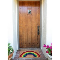 Kaf Home New Coir Doormat Heavyduty Weather Resistant Nonslip Pvc Backing Indoor And Outdoor Use Rainbow