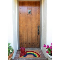 Kaf Home New Coir Doormat Heavyduty Weather Resistant Nonslip Pvc Backing Indoor And Outdoor Use Rainbow