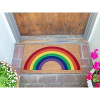 Kaf Home New Coir Doormat Heavyduty Weather Resistant Nonslip Pvc Backing Indoor And Outdoor Use Rainbow