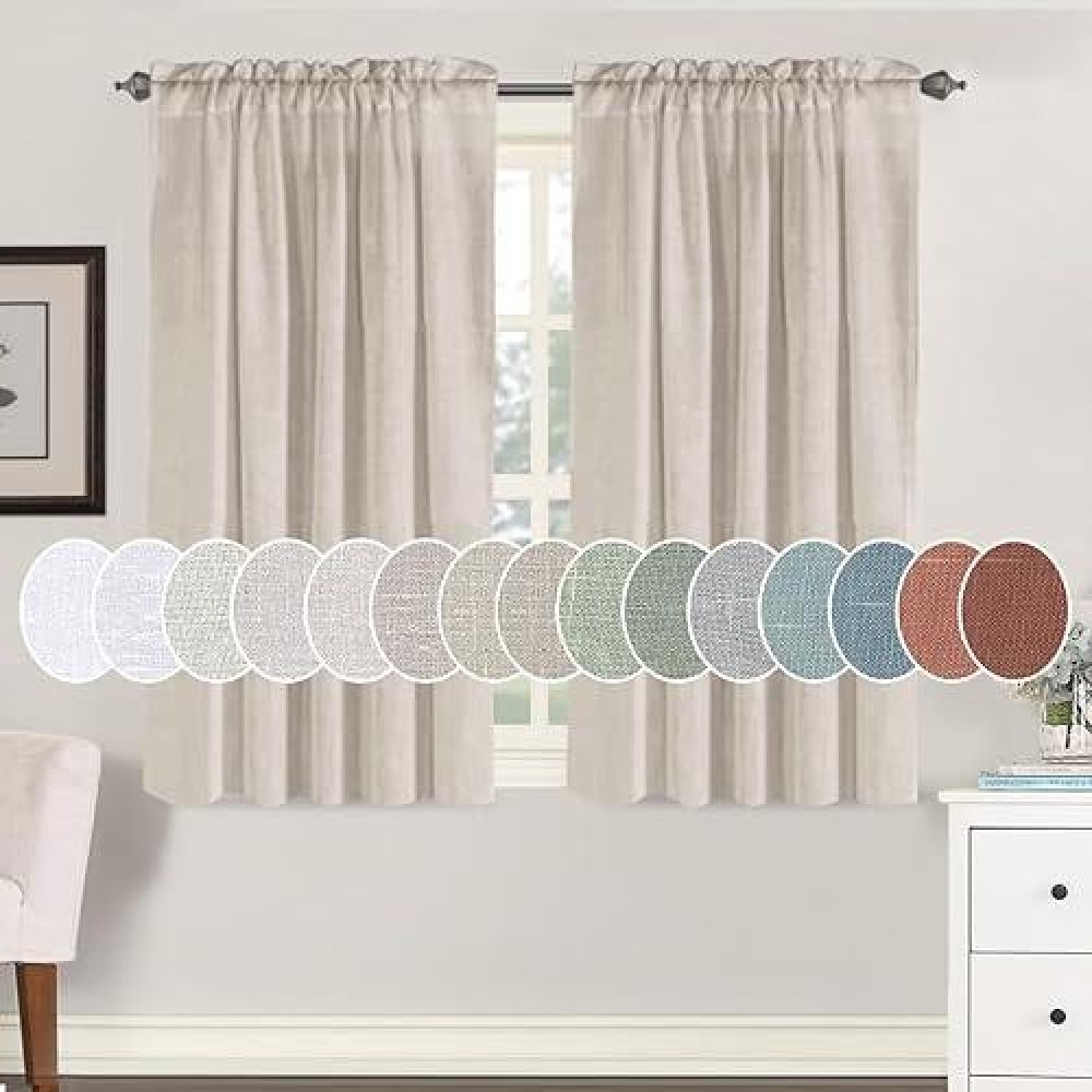 Hversailtex Light Filtering Linen Textured Curtains For Living Room Window Treatment Natural Durable Privacy Added Draperies