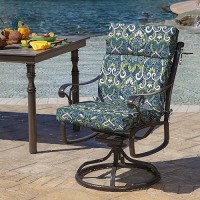 Arden Selections Outdoor Chair Cushion  21 X 20  Water Repellent  Fade Resistant 21 X 20  Sapphire Aurora Blue Damask