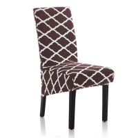 Stretch Dining Chair Slipcovers, Xloversized Removable Washable Soft Spandex Extra Large Dining Room Chair Covers For Kitchen Hotel Table Banquet Geometric Print (2 Per Set, Coffee)