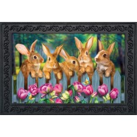 Briarwood Lane Garden Bunnies Spring Doormat Tulips Easter Rabbits Indoor Outdoor 30 X 18