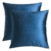 Gigizaza Decorative Couch Throw Pillow Cover Set Of 2 Sofa 18X18 Blue Throw Pillows Square Farmhouse Velvet Throw Cushions