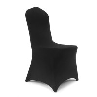 Peomeise 50Pcs Stretch Spandex Chair Cover For Wedding Party Dining Banquet Event (Black, 50)