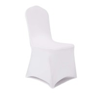 Peomeise 12Pcs Stretch Spandex Chair Cover For Wedding Party Dining Banquet Event (White, 12)