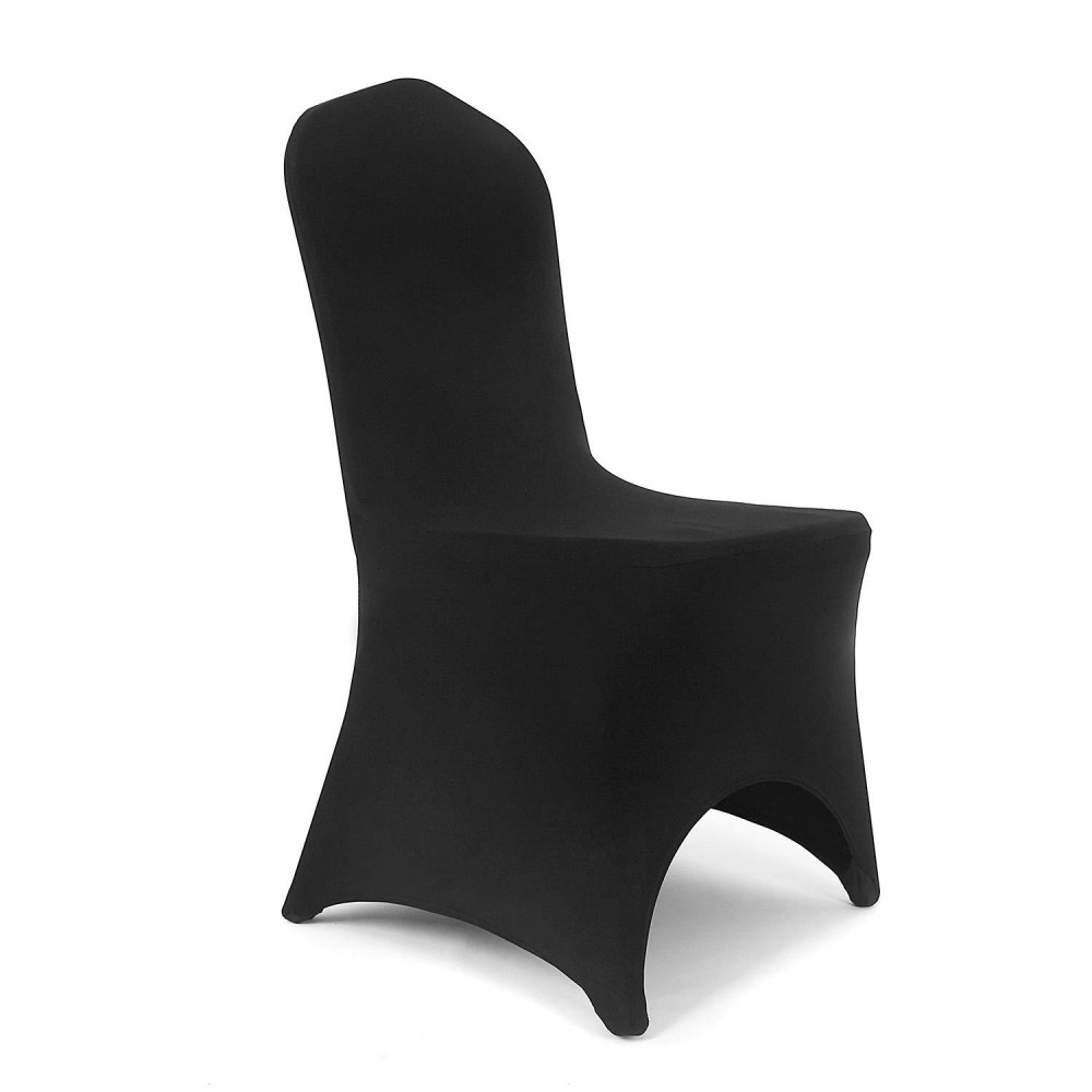 Peomeise Stretch Spandex Chair Cover For Wedding Party Dining Banquet Event With Open Back (Black,6Pcs)