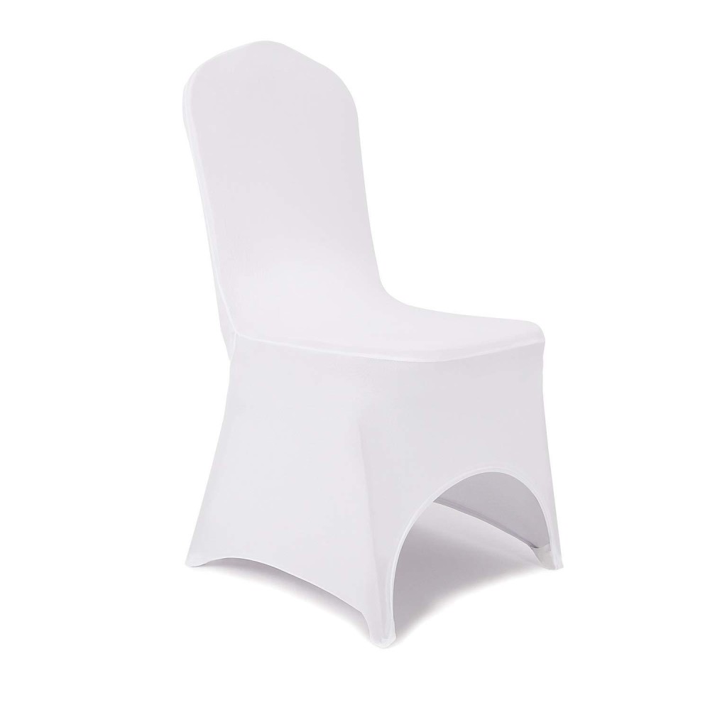 Peomeise Stretch Spandex Chair Cover For Wedding Party Dining Banquet Event With Open Back (White,50Pcs)