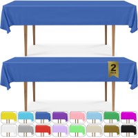 Decorrack 2 Rectangular Tablecloths -Bpa- Free Plastic, 54 X 108 Inch, Dining Table Cover Cloth Rectangle For Parties, Picnic, Camping And Outdoor, Disposable Or Reusable In Blue (2 Pack)