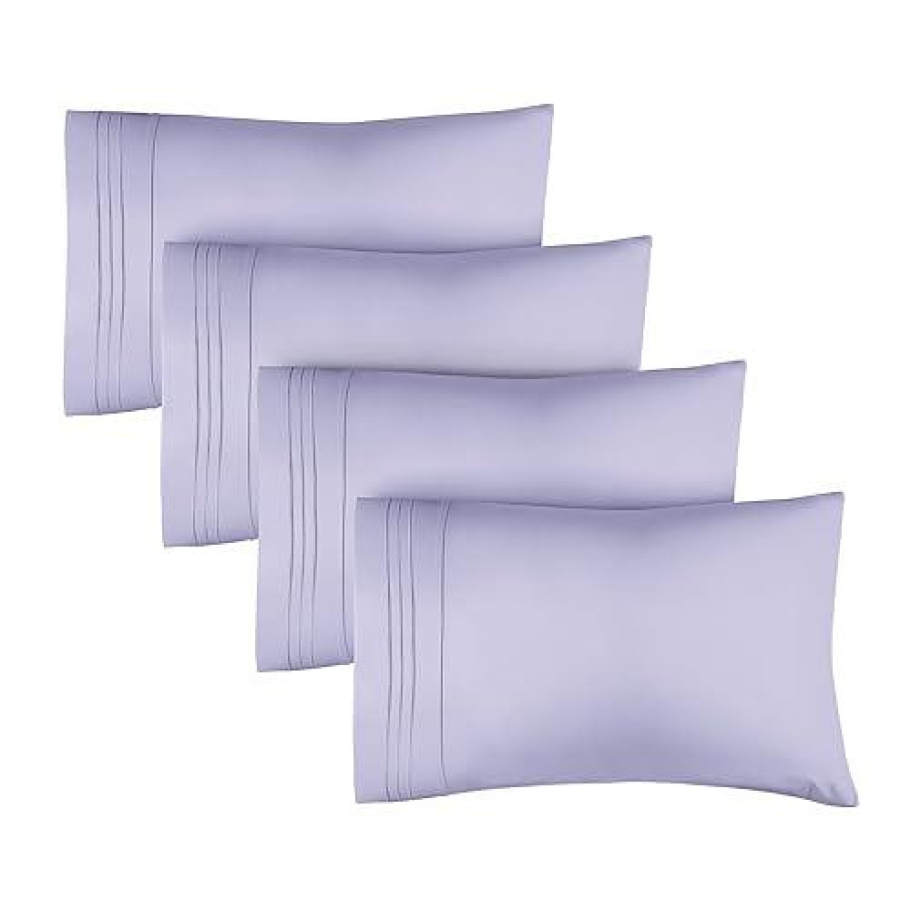 Cgk Unlimited Queen Size Lavender Pillow Cover Bedding Set Of 4 Soft Premium Quality Microfiber Pillowcases For Machine Washi