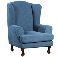 Turquoize Wingback Chair Covers 2 Piece Wing Chair Slipcover Stretch Slipcovers For Wingback Chairs Wing Chair Cover Spandex Jac